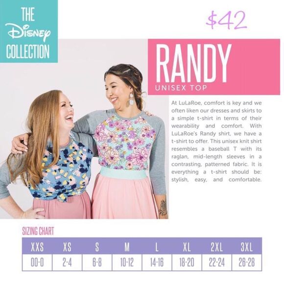 Lularoe Disney Randy Tee - Size XS - Picture 2 of 2